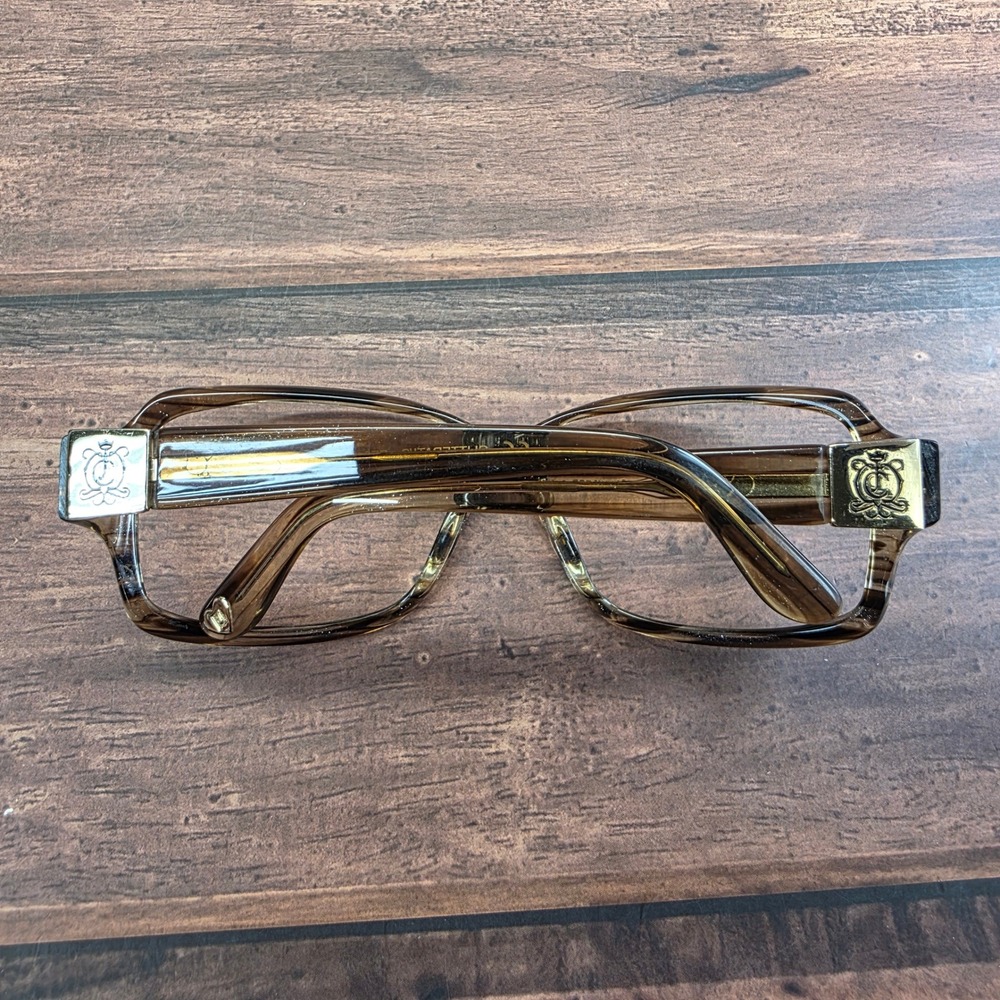 Juicy Couture Glitterati/S Brown Striped Eyeglasses EE9 Y6 58-15-125 Gold‎ Logo - Picture 7 of 8